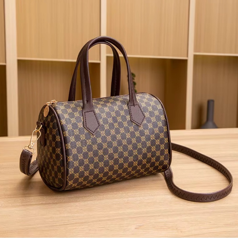 Brown Patterned Handbag - image 1